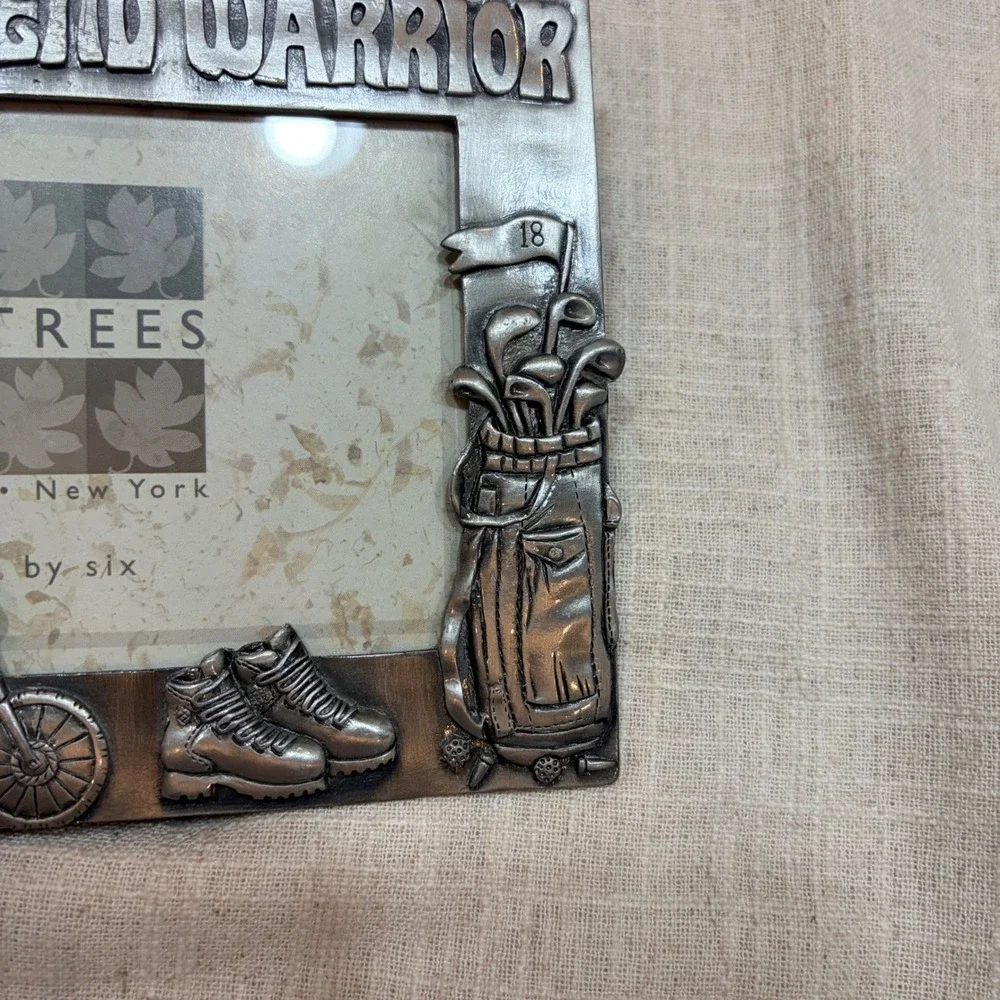 Sixtrees Weekend Warrior Pewter Metal 4x6 Photo Frame Golf Fishing Hiking‎ Bike
